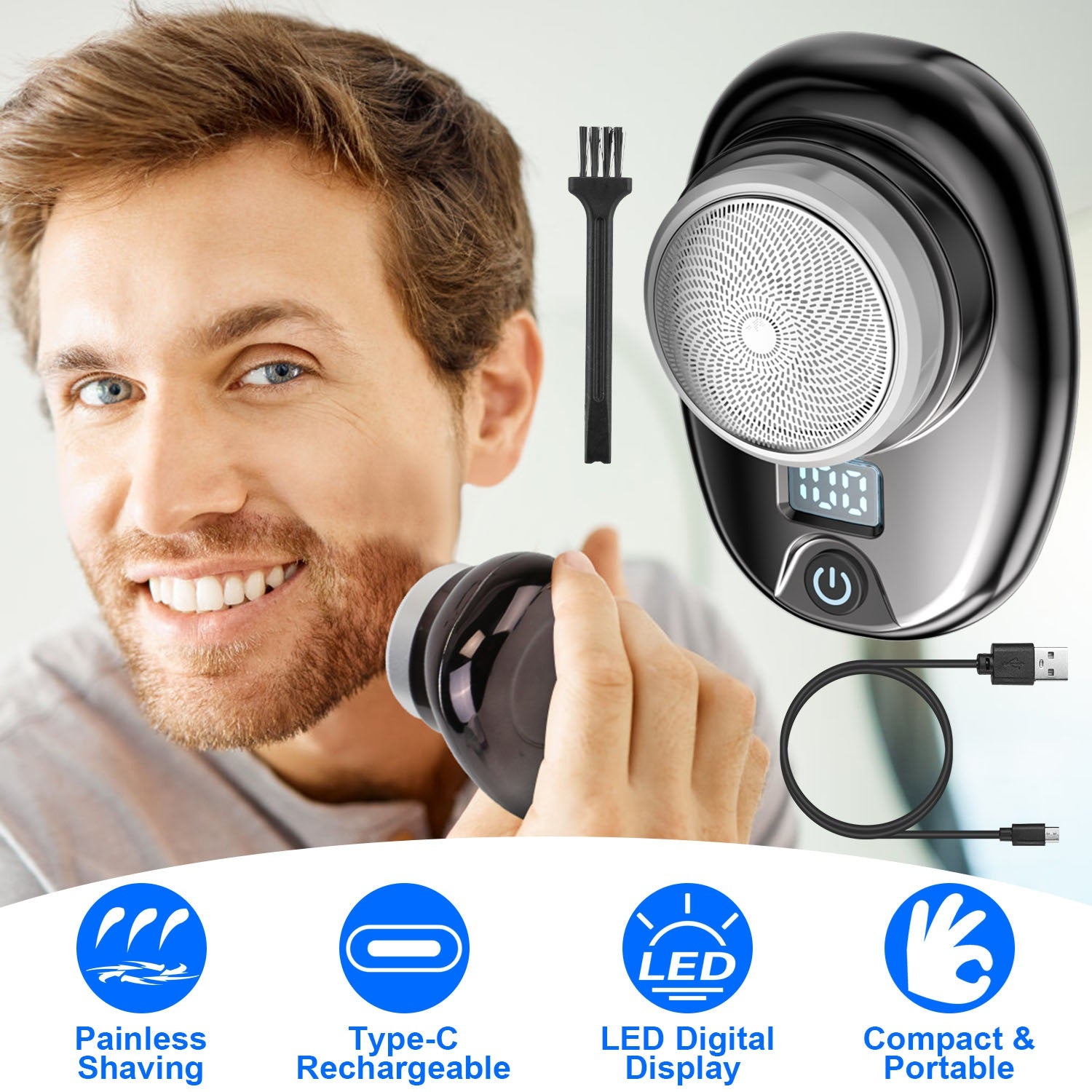 1Pc Portable Electric Shaver Razor for Men