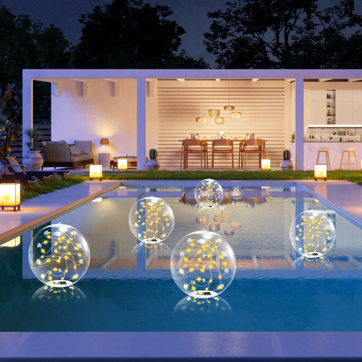 2Pcs Floating Pool Lights 14in Solar Powered