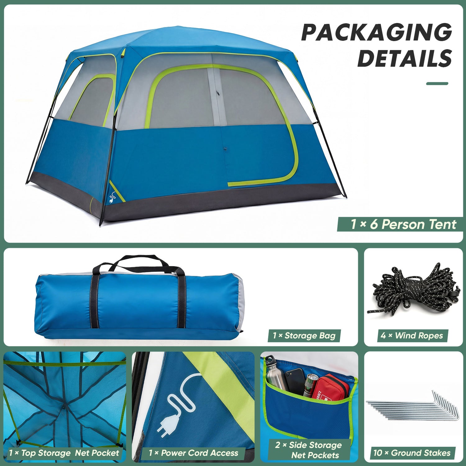 6-person Waterproof and Windproof Family Camping