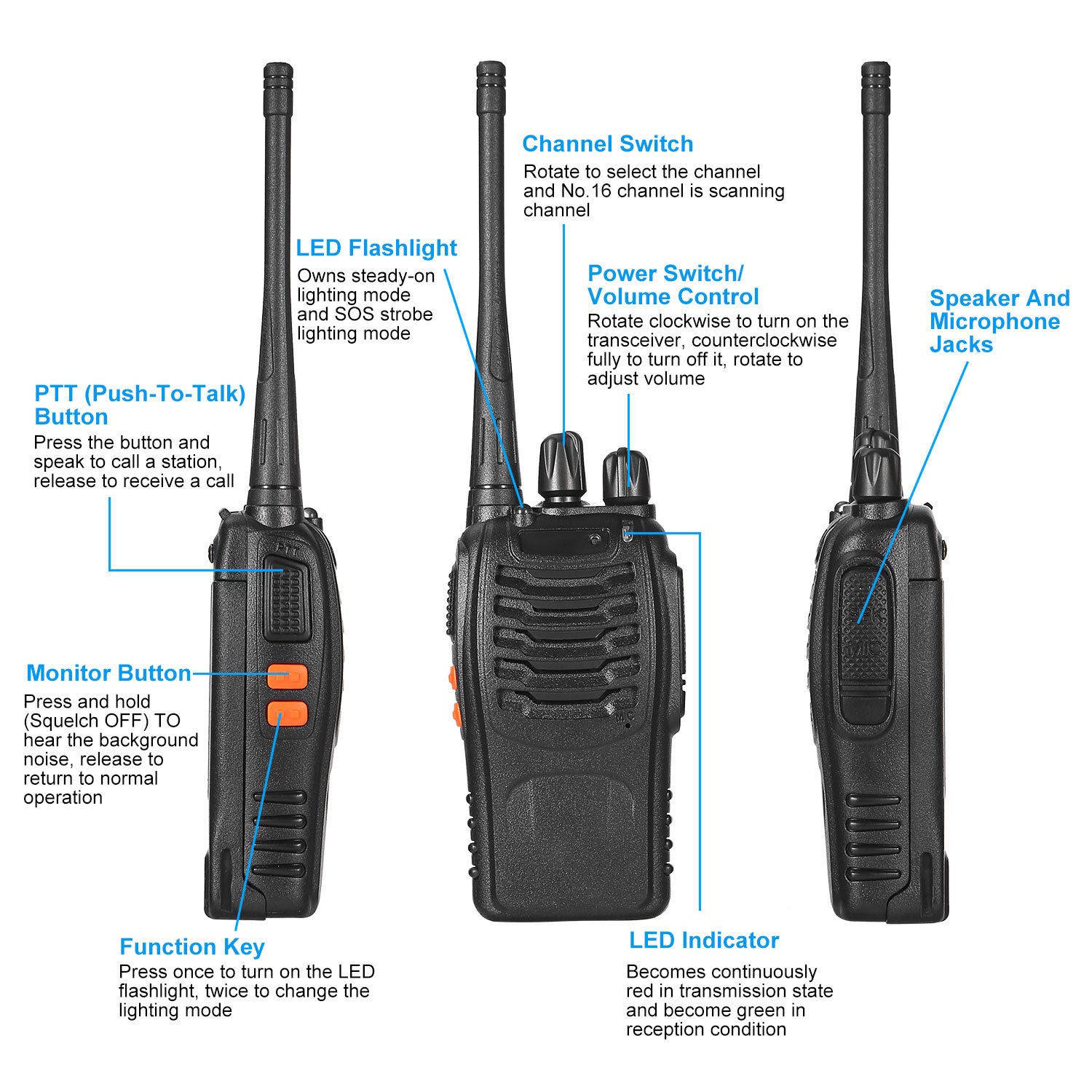 Two Way Radio UHF 16CH 400-470MHZ Long Range