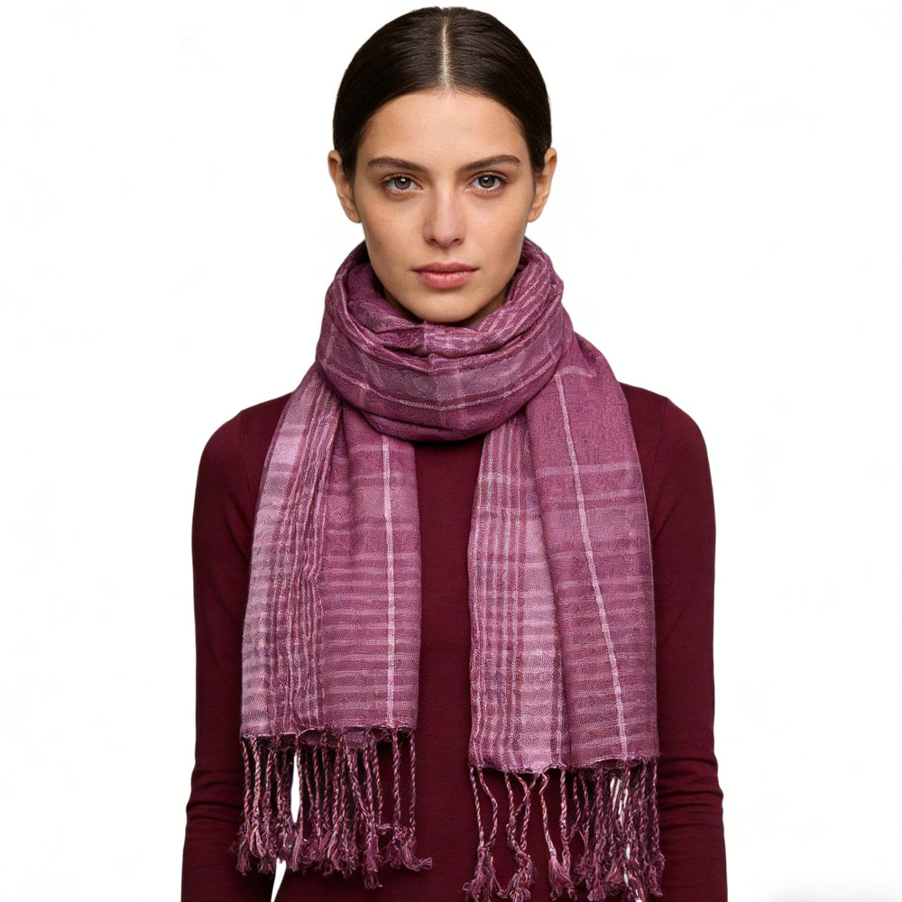 2pcs Bright Color Block Fuchsia Yarn-Dyed