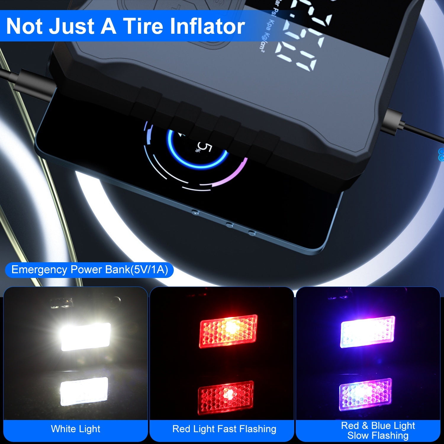 1Pc 150PSI Cordless Tire Inflator Digital Air