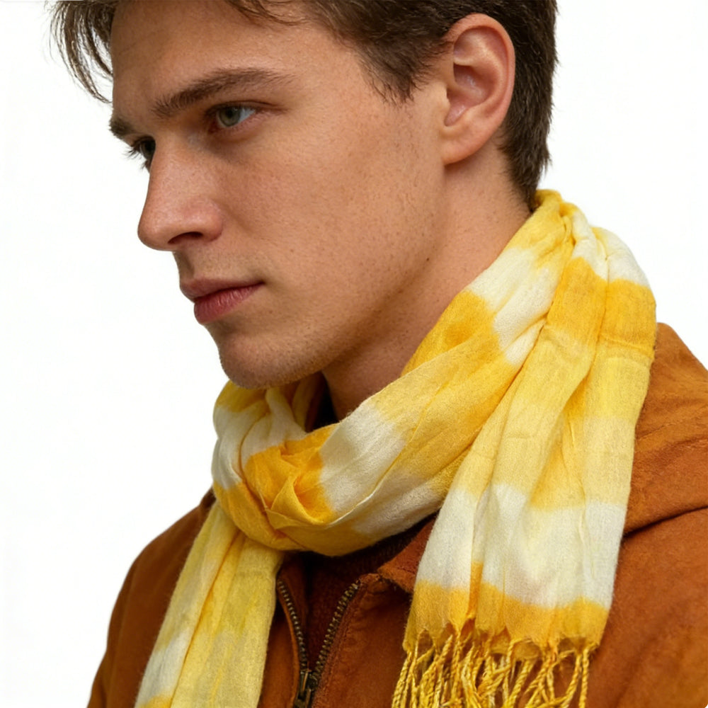 Yellow Floral Pattern Printed Scarf