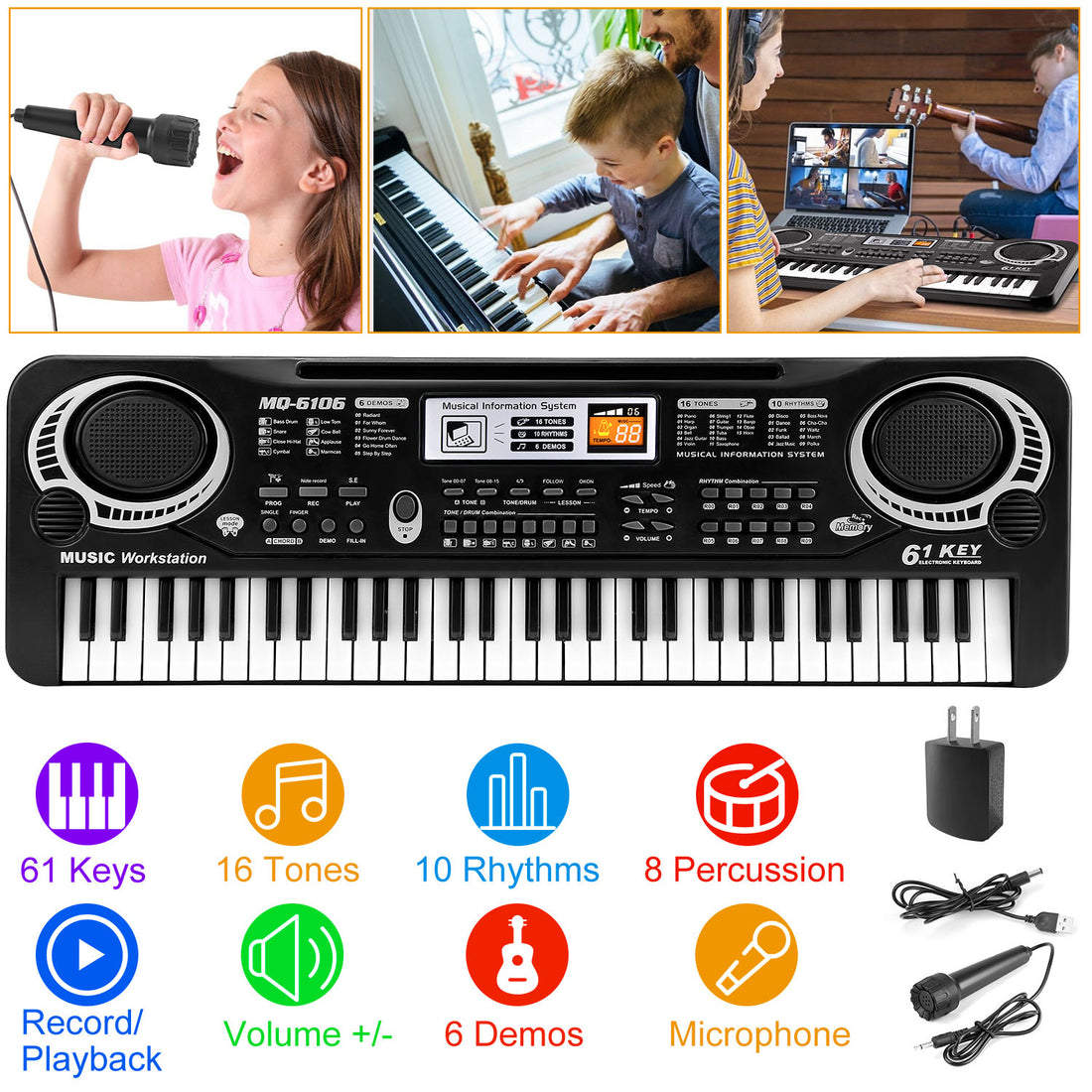 61 Keys Digital Music Electronic Keyboard