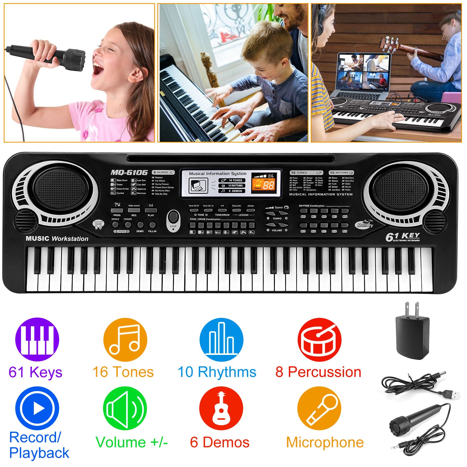 61 Keys Digital Music Electronic Keyboard